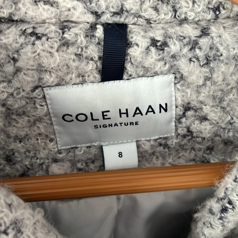 Cole Haan Signature Gray Wool blend Dress Coat with Hood size 8 - Picture 5 of 12